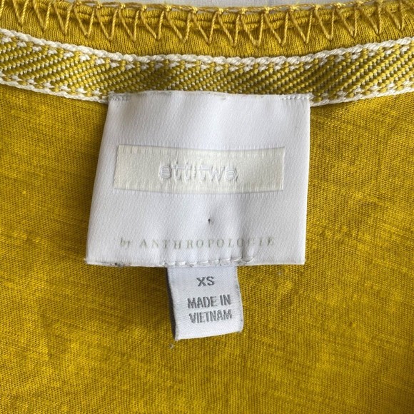 Anthropologie Ett:twa Twist Front Top Short Sleeve Size XS Yellow - Picture 2 of 9